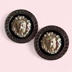 Black and Gold Lion Head Earrings